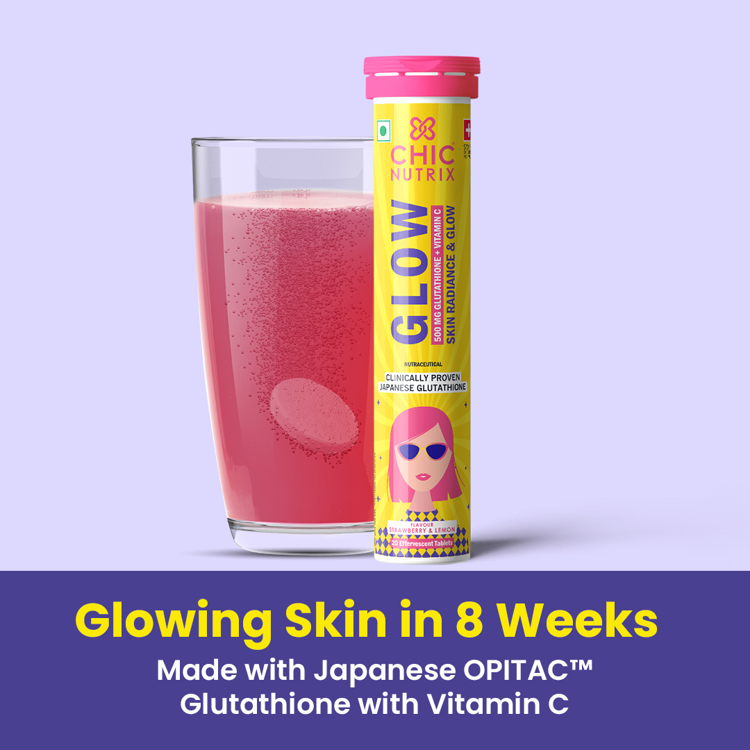 Chicnutrix Glow with Glutathione and Vitamin C for Skin Health | Flavour  Strawberry and Lemon Effervescent Tablet: Buy bottle of 20.0 Effervescent  Tablet at best price in India