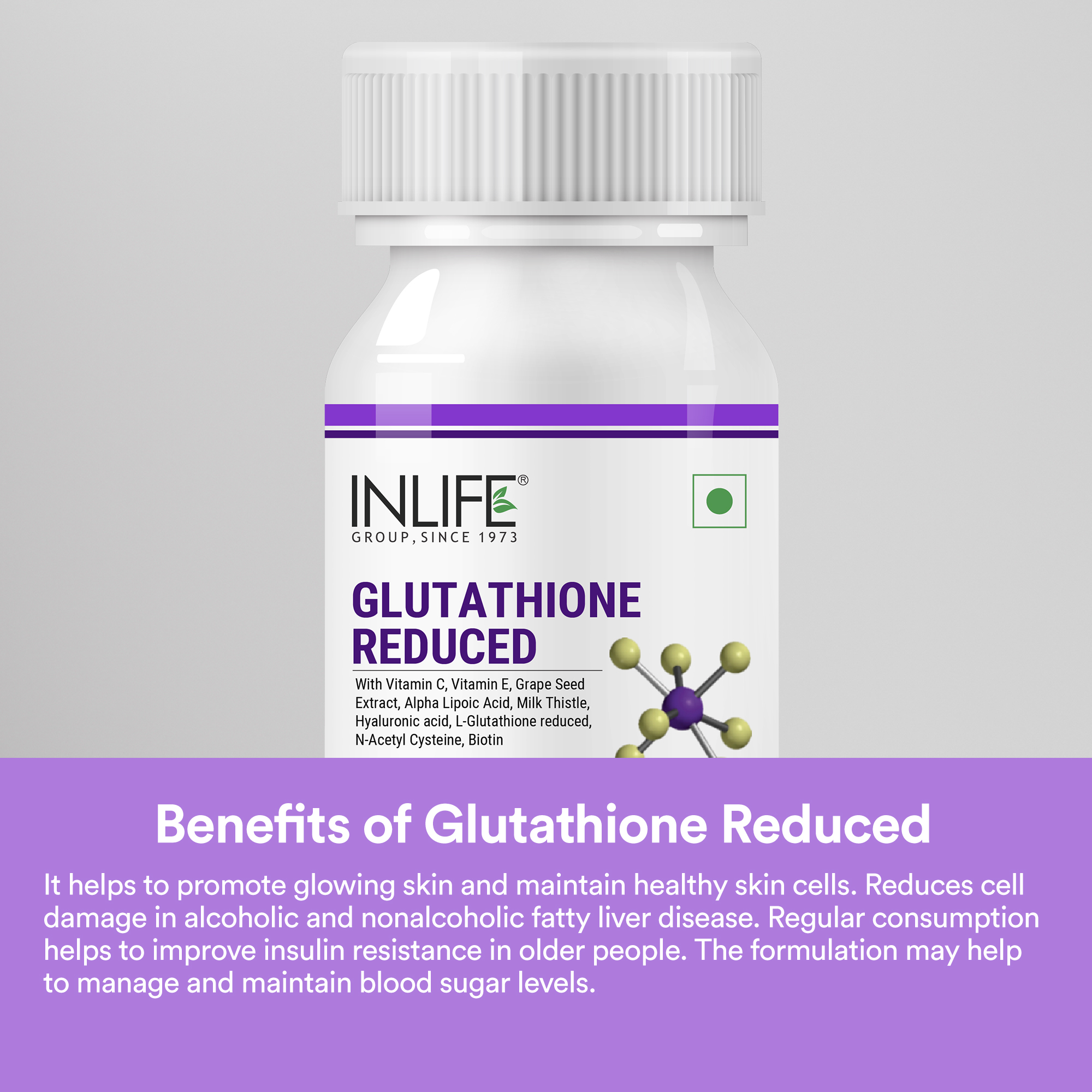 Inlife L-Glutathione Reduced 500mg | Grape Seed Extract, Vitamin C,  Hyaluronic Acid Veg Capsule: Buy bottle of 30.0 vegicaps at best price in  India