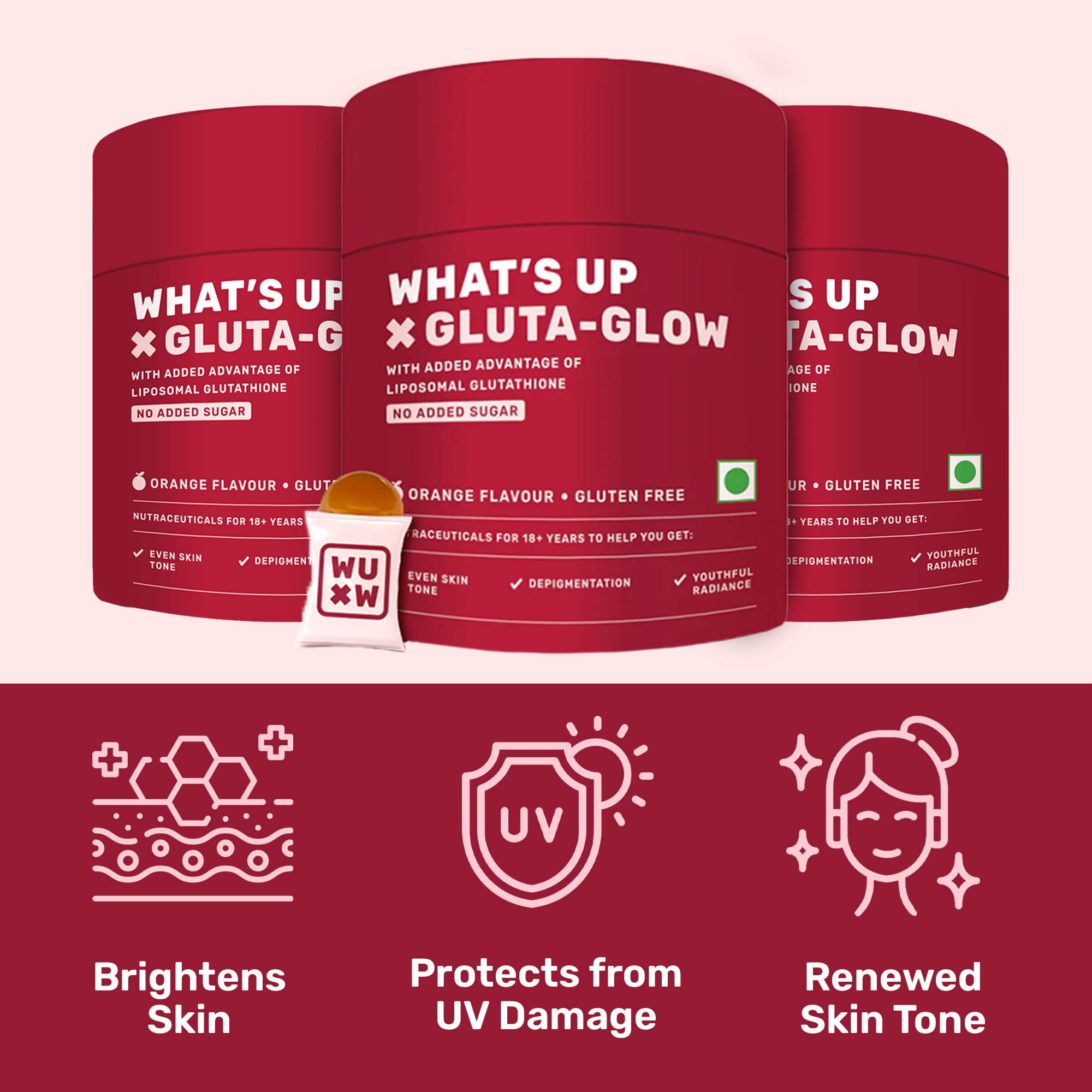 What's Up Wellness Glutathione Gummies with Vitamin C| Radiant & Youthful  Skin: Buy jar of 15.0 gummies at best price in India | 1mg