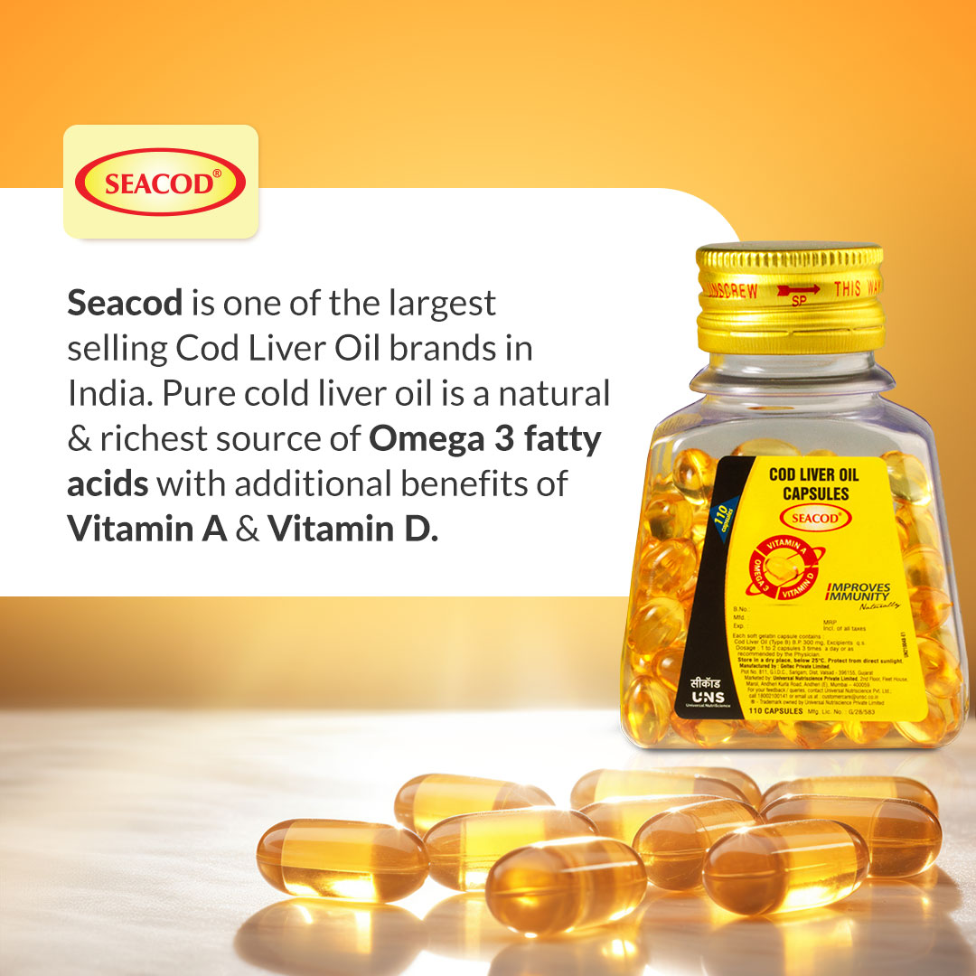 Colcort Cod Capsule Seacod Cod Liver Oil Capsule | Omega-3, Vitamins D & A | Immune & Heart ...