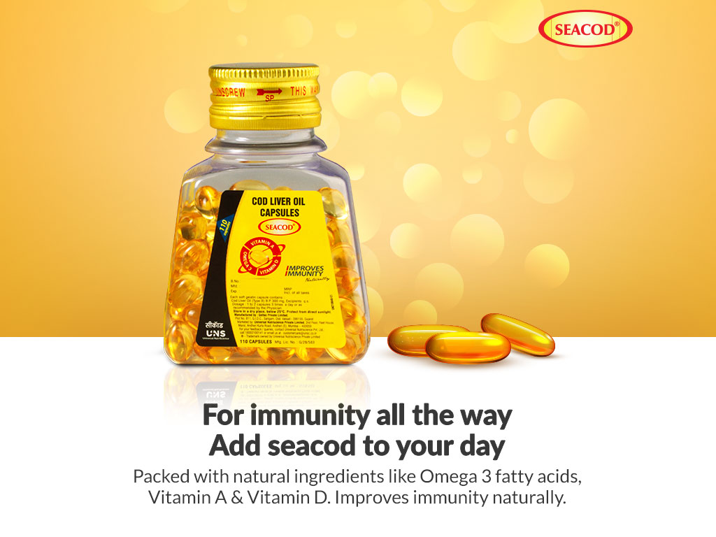 Seacod Cod Liver Oil Capsule | Omega-3, Vitamins D & A | Immune & Heart ...