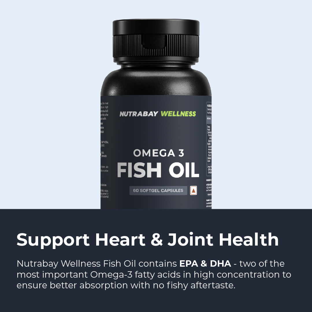 Nutrabay Wellness Omega 3 Fish Oil 1000 mg | For Healthy Heart, Joints ...
