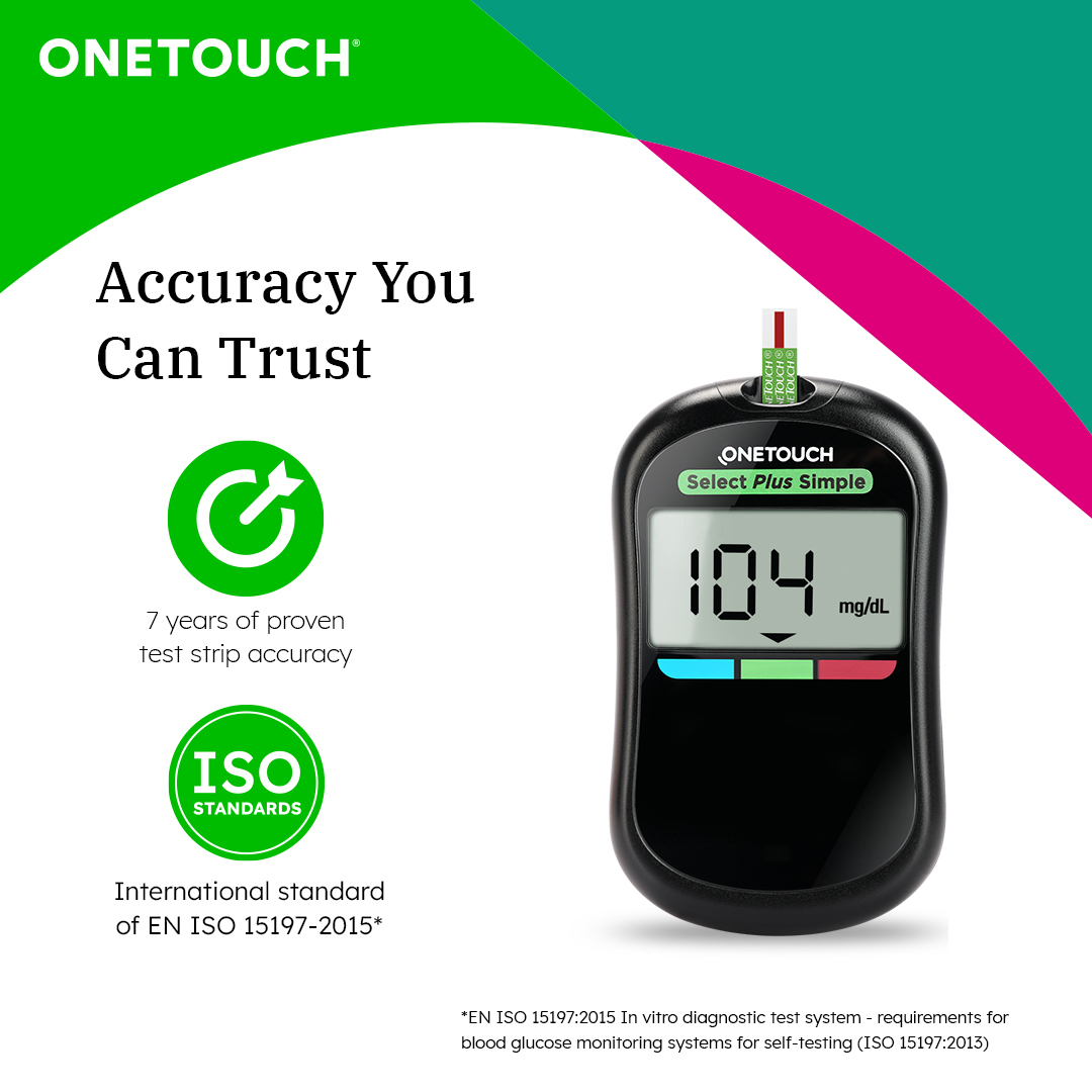 OneTouch Select Plus Simple Glucometer with 10 Free Strips Black ...